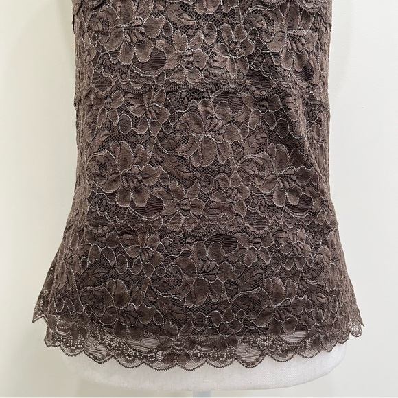 Express Y2K Vintage Lace Camisole Tank Chocolate Brown Ruched Neckline Medium - Picture 5 of 11